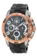 Porsamo Bleu Francoise Luxury Chronograph Men's Watch, Silicone Strap, Silver, Black 244AFRR
