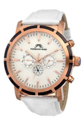 Porsamo Bleu NYC Luxury Men's Watch, Genuine Leather Band, Rose, White 052ANYL