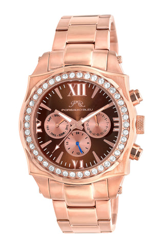 Porsamo Bleu Milan Crystal luxury women's stainless steel watch, Swarovski® crystals, rose, 038FMCS