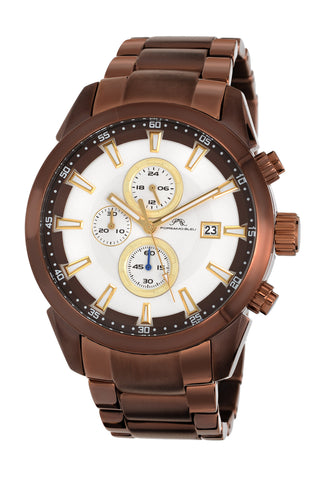 Porsamo Bleu Enzo luxury chronograph men's stainless steel watch, brown 451FENS