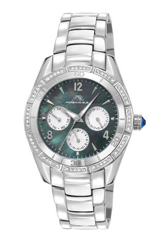 Porsamo Bleu Valentina luxury women's stainless steel watch, silver, black 542AVAS