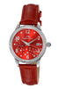Porsamo Bleu Ruby Luxury Women's Genuine Leather Band Watch, Silver, Red 1142CRUL