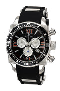 Porsamo Bleu Milan M Luxury Chronograph Men's Watch, Silicone Strap, Silver, Black, 034AMIR