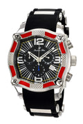 Porsamo Bleu Sao Paulo Luxury Chronograph Men's Watch, Silicone Strap, Black, Red 024BSPR