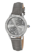Porsamo Bleu Ruby Luxury Women's Genuine Leather Band Watch, Silver, Grey 1141CRUL