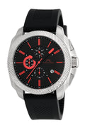 Porsamo Bleu Niccolo Luxury Chronograph Men's Watch, Silicone Strap, Silver, Black, Red 332CNIR