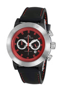 Porsamo Bleu Finley Luxury Chronograph Men's Watch, Silicone Strap, Silver, Black, Red 402AFIR