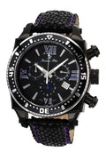 Porsamo Bleu Milan M Luxury Chronograph Men's Watch, Genuine Leather Band, Black, 032AMIL