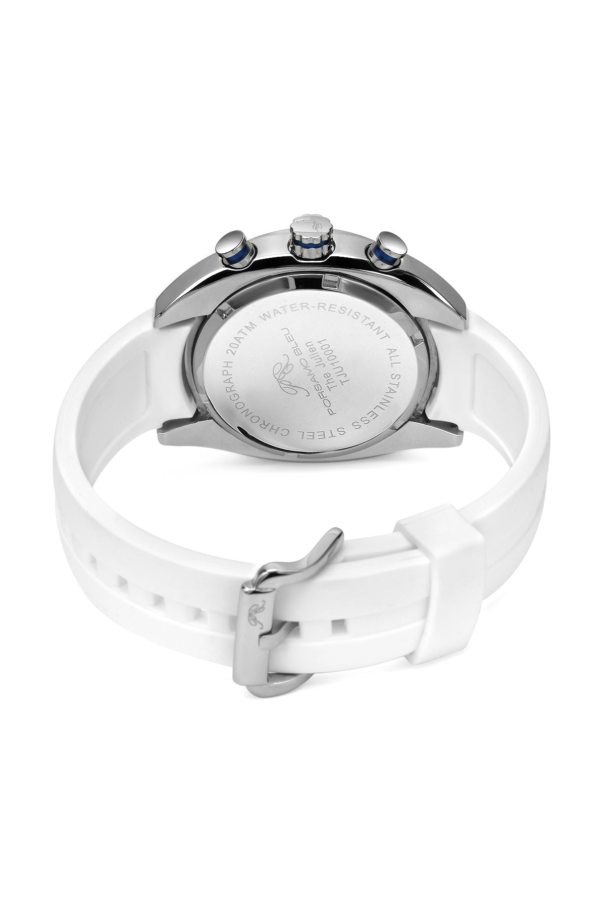 Porsamo Bleu Julien Luxury  Chronograph Men's Watch, Silicone Strap, White, Blue 275CJUS
