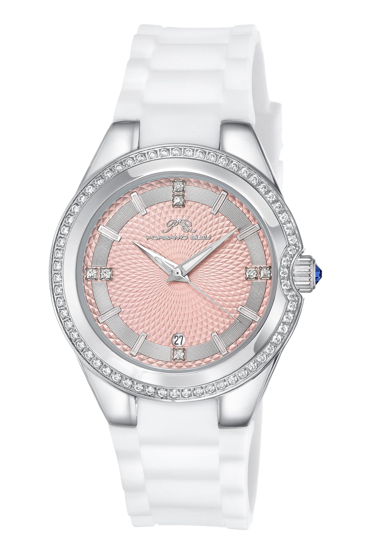 Porsamo Bleu Guilia Luxury Women's Stainless Steel Watch, Interchangeable Bands, Silver, White, Baby Pink 1121CGUS