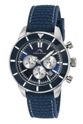 Porsamo Bleu Brandon Luxury Chronograph Men's Silicone Strap Watch, Silver, Blue 1013BBRR