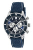 Porsamo Bleu Brandon luxury chronograph men's silicone strap watch, silver, blue 1013BBRR