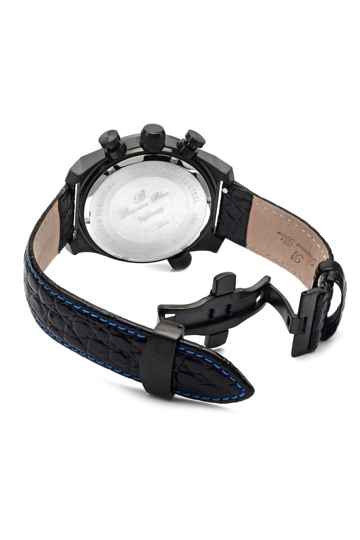 Porsamo Bleu Sydney Luxury Men's Watch, Genuine Leather Band, Black 162CSYL