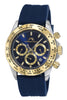 Porsamo Bleu Preston Sport Luxury Multifunction Men's Silicone Watch, Two Tone and Blue 1034CPRR