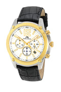 Porsamo Bleu Nathan Luxury Chronograph Men's Watch, Genuine Leather Band, Gold, Black 642BNAL