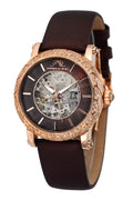 Porsamo Bleu Liza Luxury Automatic Topaz Women's Watch, Satin Leather Watch, Rose, Brown 692CLIL