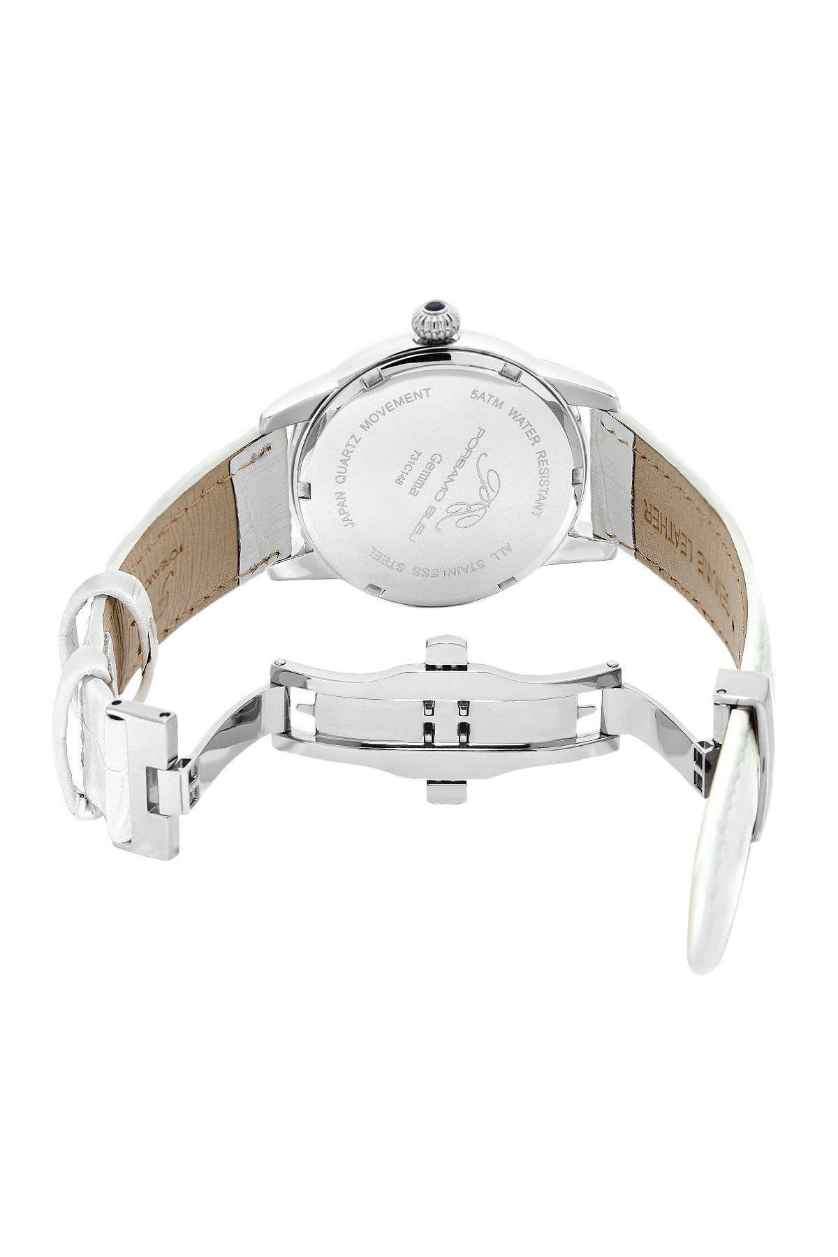 Porsamo Bleu Gemma luxury diamond women's watch, genuine leather band, silver, white, malachite 731CGEL