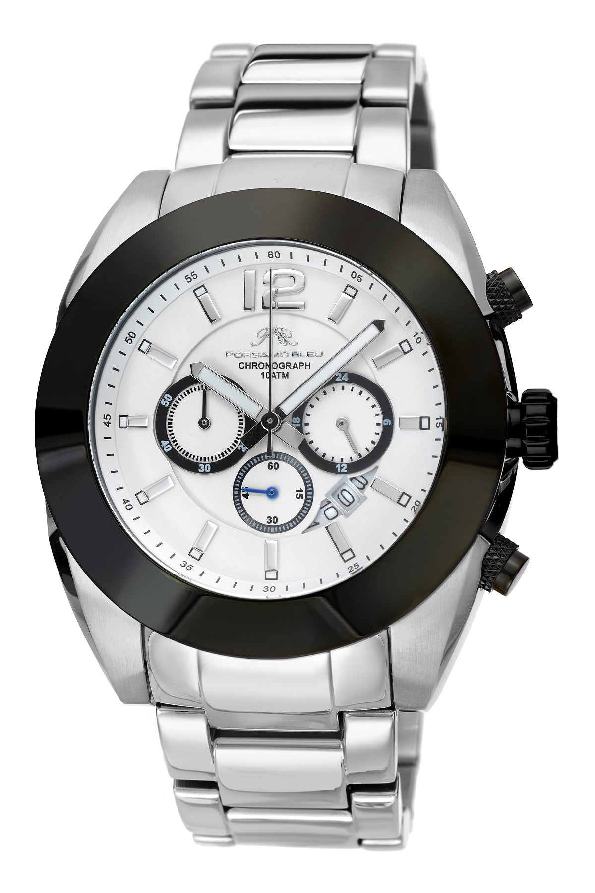 Porsamo Bleu Pascal luxury chronograph men's stainless steel watch, silver, black 261CPAS