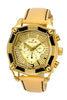 Porsamo Bleu Sao Paulo chronograph men's watch, genuine leather band, gold, butter 023ASPL