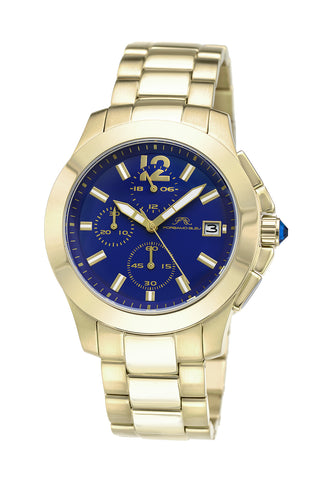 Porsamo Bleu Harper luxury chronograph women's stainless steel watch, champagne, blue 522CHAS