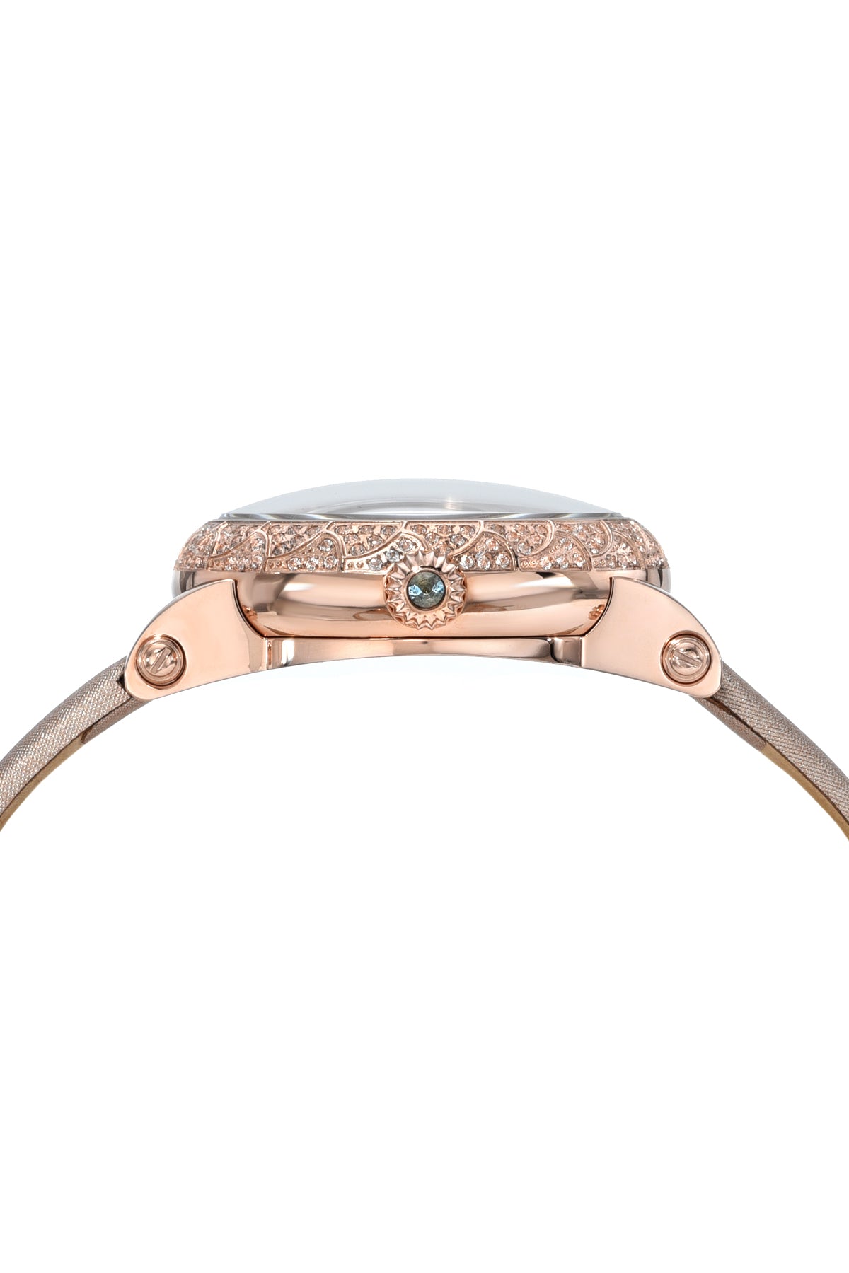Porsamo Bleu Liza luxury automatic topaz women's satin leather watch, rose 691DLIL