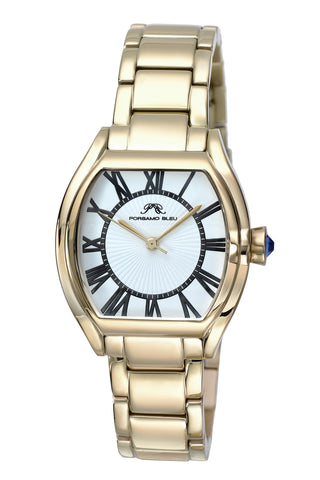 Porsamo Bleu Isabel luxury women's stainless steel watch, champagne, white 182DISS