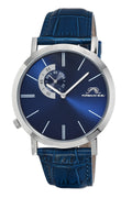 Porsamo Bleu Parker Luxury Men's Watch, Genuine Leather Band, Silver, Blue 832BPAL