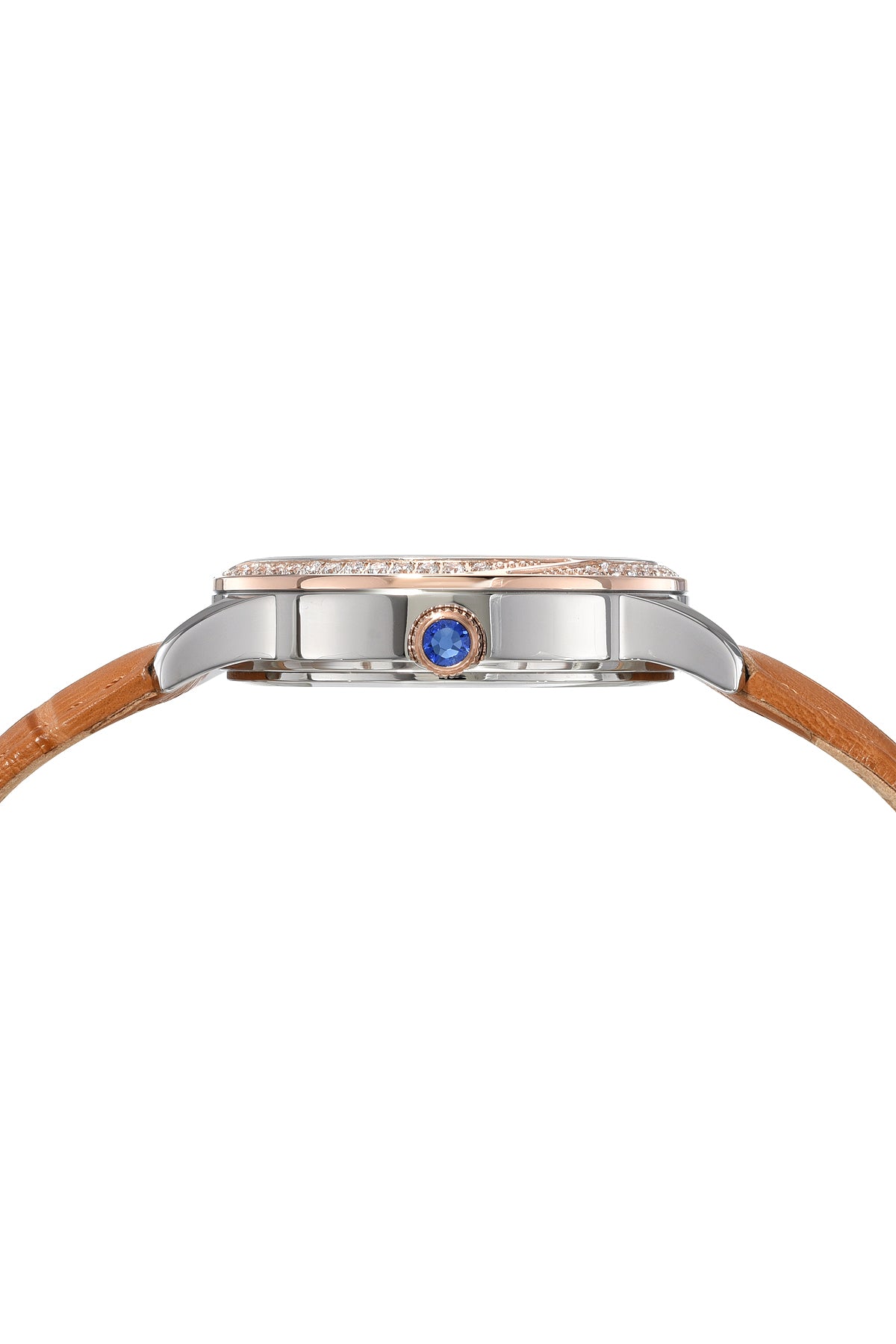 Porsamo Bleu Ruby Luxury Women's Genuine Leather Band Watch, Silver, Rose 1141DRUL