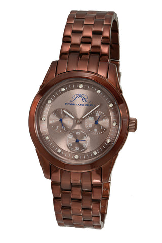 Porsamo Bleu Diana luxury diamond women's stainless steel watch, brown 741DDIS