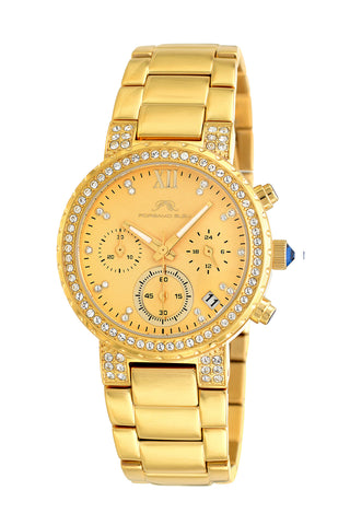 Porsamo Bleu Pilar luxury chronograph women's stainless steel watch, gold 501BPIS