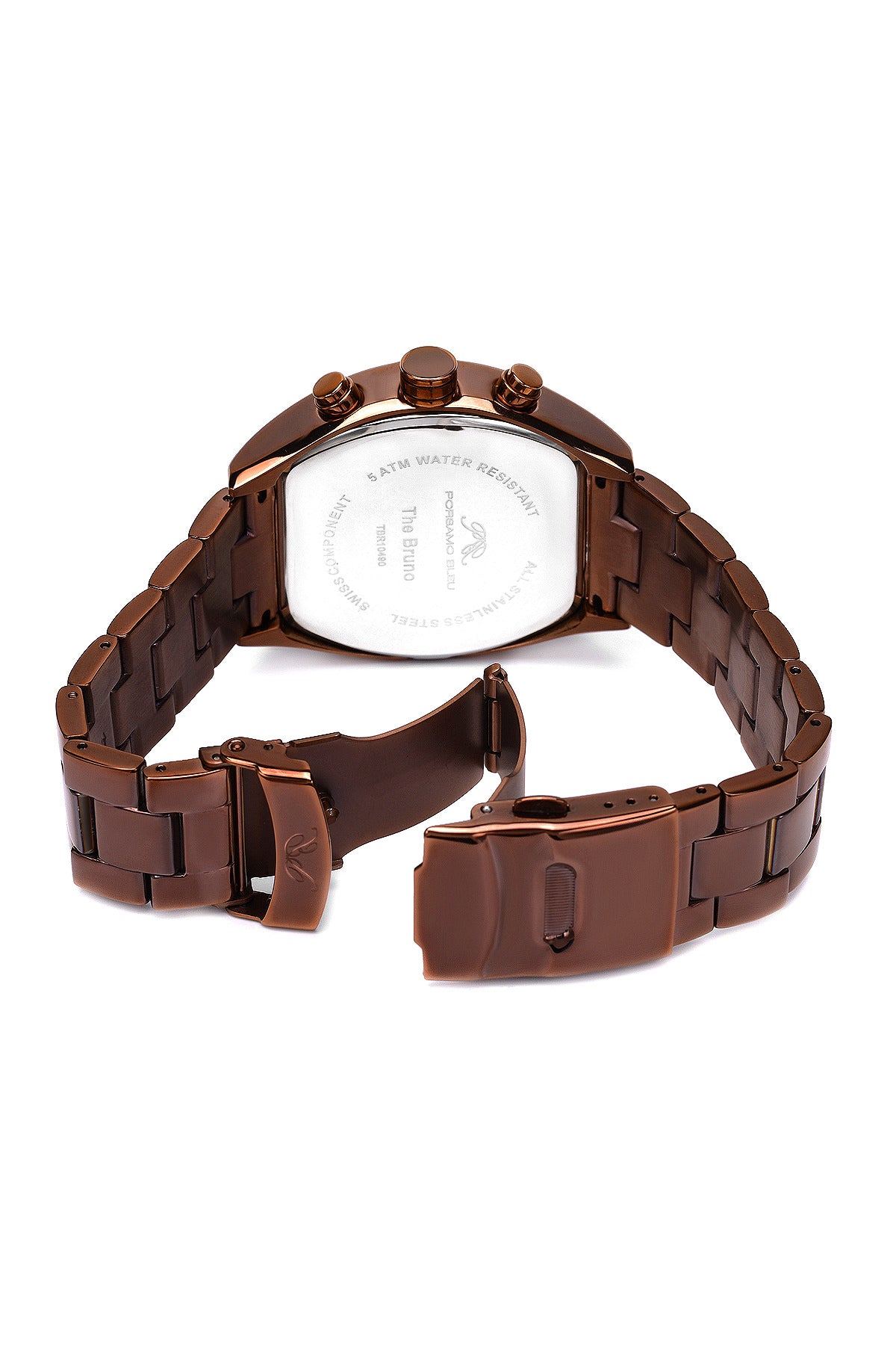 Porsamo Bleu Bruno Luxury Men's Stainless Steel Watch, Brown 202ABRS