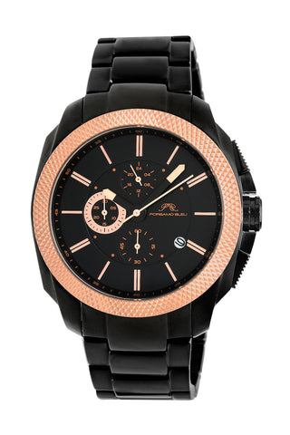 Porsamo Bleu Niccolo luxury chronograph men's stainless steel watch, rose, black 331ANIS