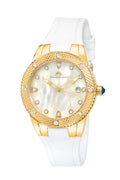Porsamo Bleu Linda Luxury Women's Watch, Silicone Strap, Gold, White 491BLIR