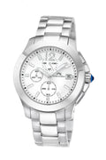 Porsamo Bleu Harper Luxury Chronograph Women's Stainless Steel Watch, Silver, White 521AHAS