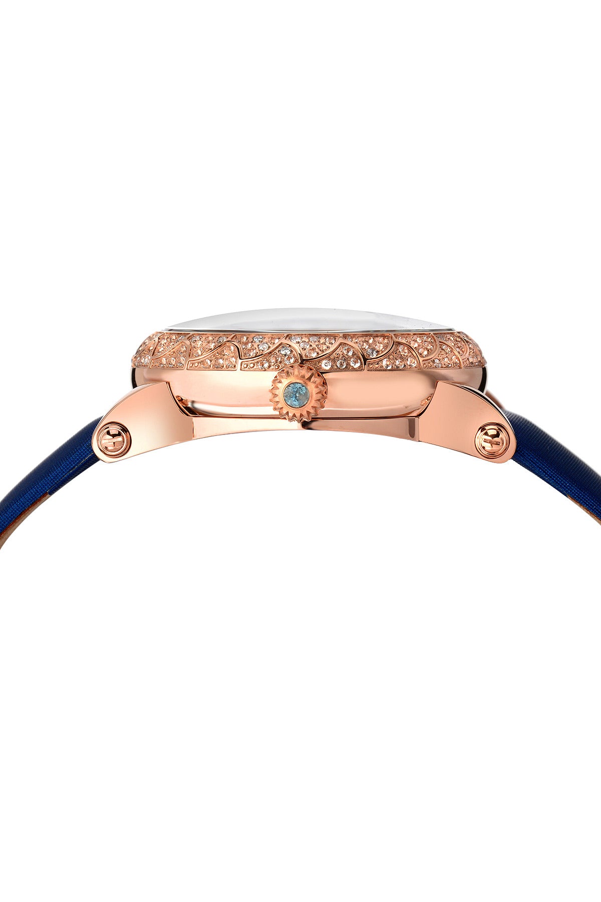 Porsamo Bleu Genevieve Luxury Topaz Women's Satin Leather Watch, Rose, Blue 682CGEL