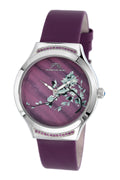Porsmao Bleu Carmen Luxury Women's Watch, Satin Covered Genuine Leather Band, Silver, Lilac 992CCAL