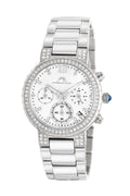 Porsamo Bleu Pilar Luxury Chronograph Women's Stainless Steel Watch, Silver, White 501APIS