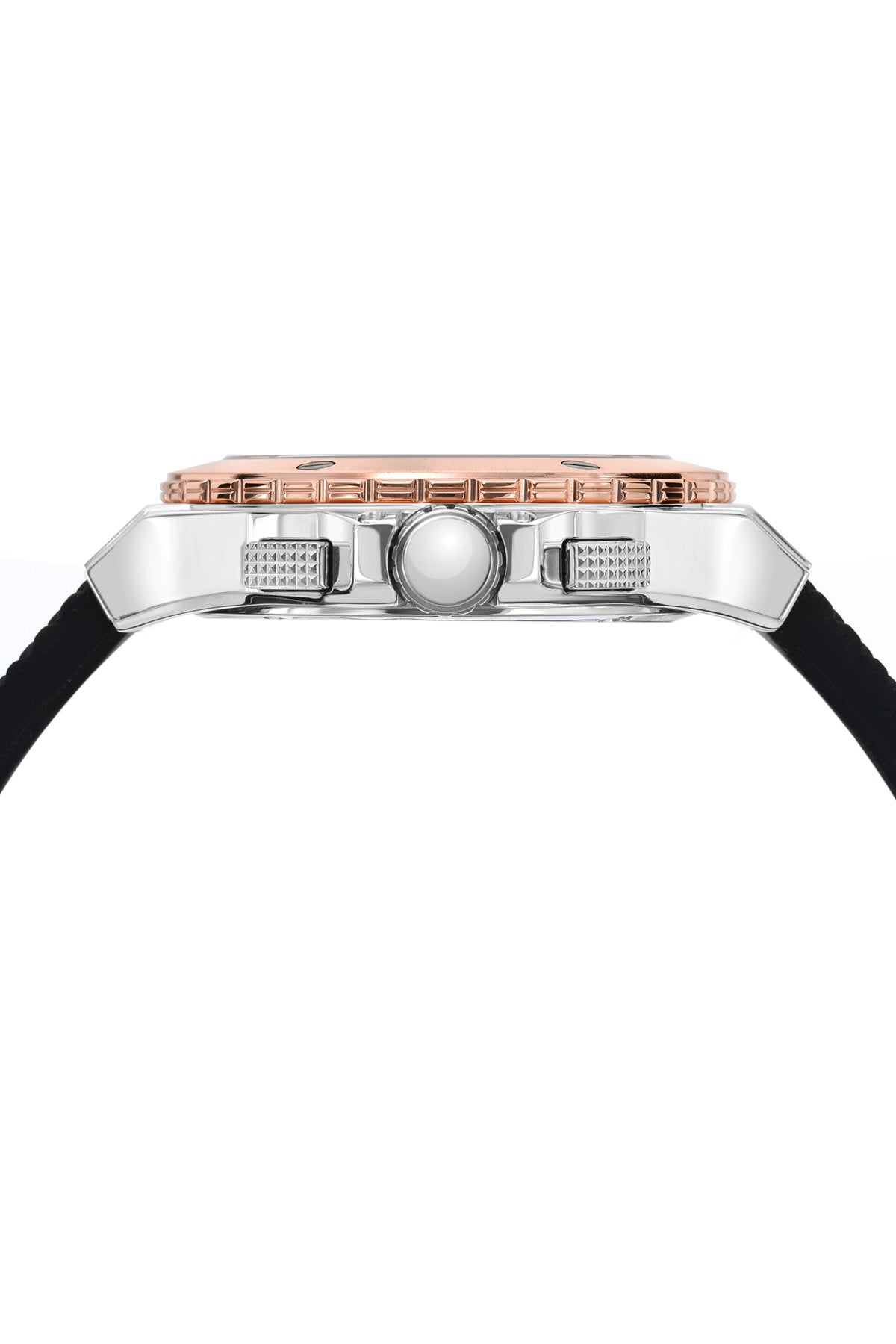 Porsamo Bleu Marcus luxury chronograph men's watch, silicone strap, rose, silver, black 651DMAR