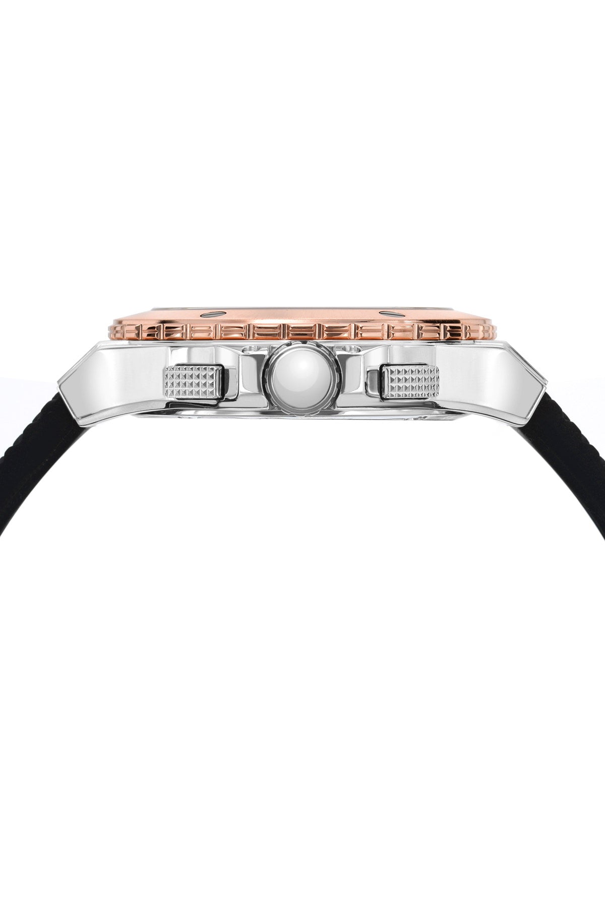 Porsamo Bleu Marcus Luxury Chronograph Men's Watch, Silicone Strap, Rose, Silver, Black 651DMAR