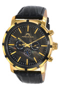Porsamo Bleu NYC Luxury Men's Watch, Genuine Leather Band, Gold, Black 051BNYL