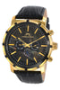 Porsamo Bleu NYC luxury men's watch, genuine leather band, gold, black 051BNYL
