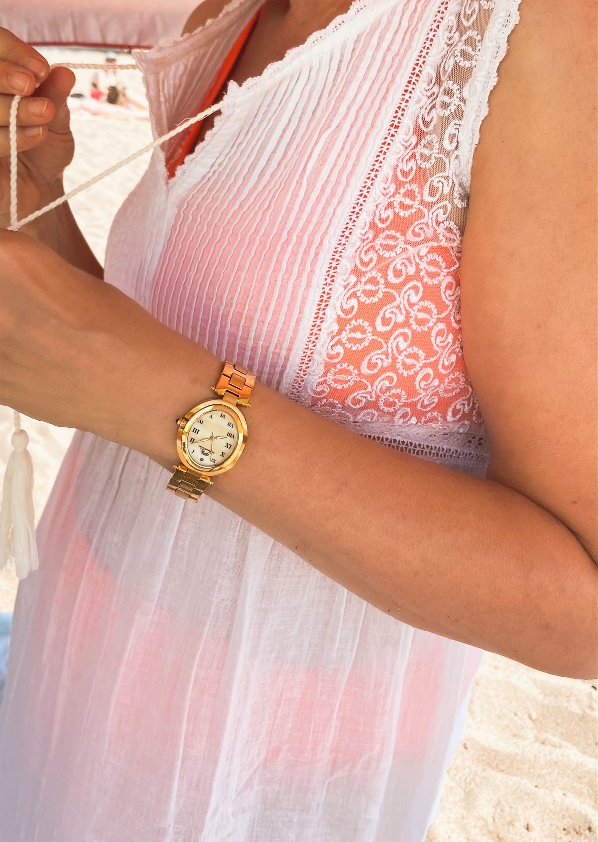 Porsamo Bleu South Sea Oval Luxury Women's Stainless Steel Watch, Champagne 105BSSO