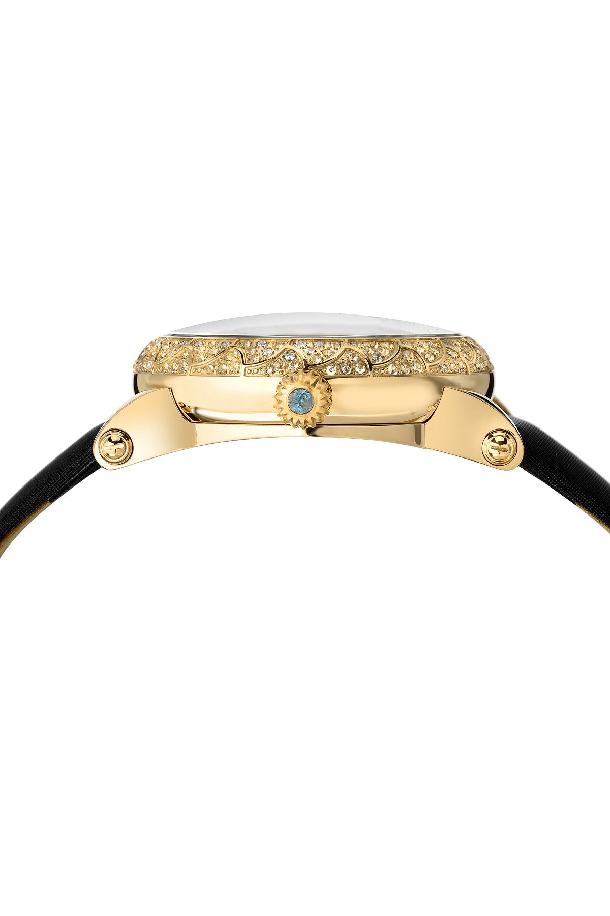 Porsamo Bleu Genevieve Luxury Topaz Women's Satin Leather Watch, Gold, Blue, Black 682BGEL