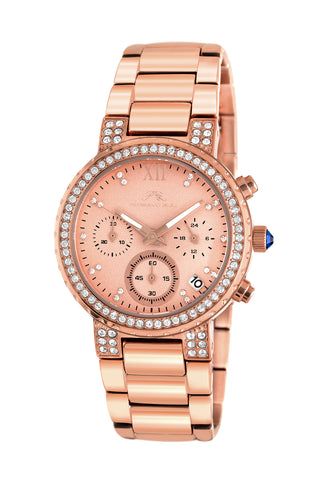 Porsamo Bleu Pilar luxury chronograph women's stainless steel watch, rose 501CPIS