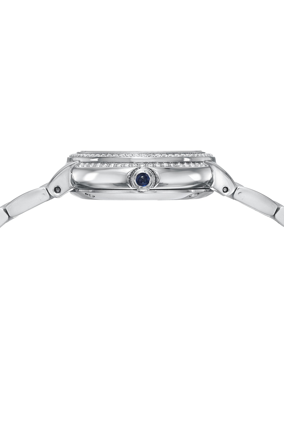 Porsamo Bleu Stella Luxury Crystal Womens Stainless Steel Watch, Silver With Baby Blue Guilloche And Sunray Dial 1191ESTS
