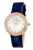 Porsamo Bleu Larissa luxury women's watch, genuine leather band, crystal inlaid bezel, white, rose, blue 892CLAL