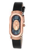Porsamo Bleu Camille Luxury Women's Silk Covered Leather Watch, Rose, Black 972CCAL