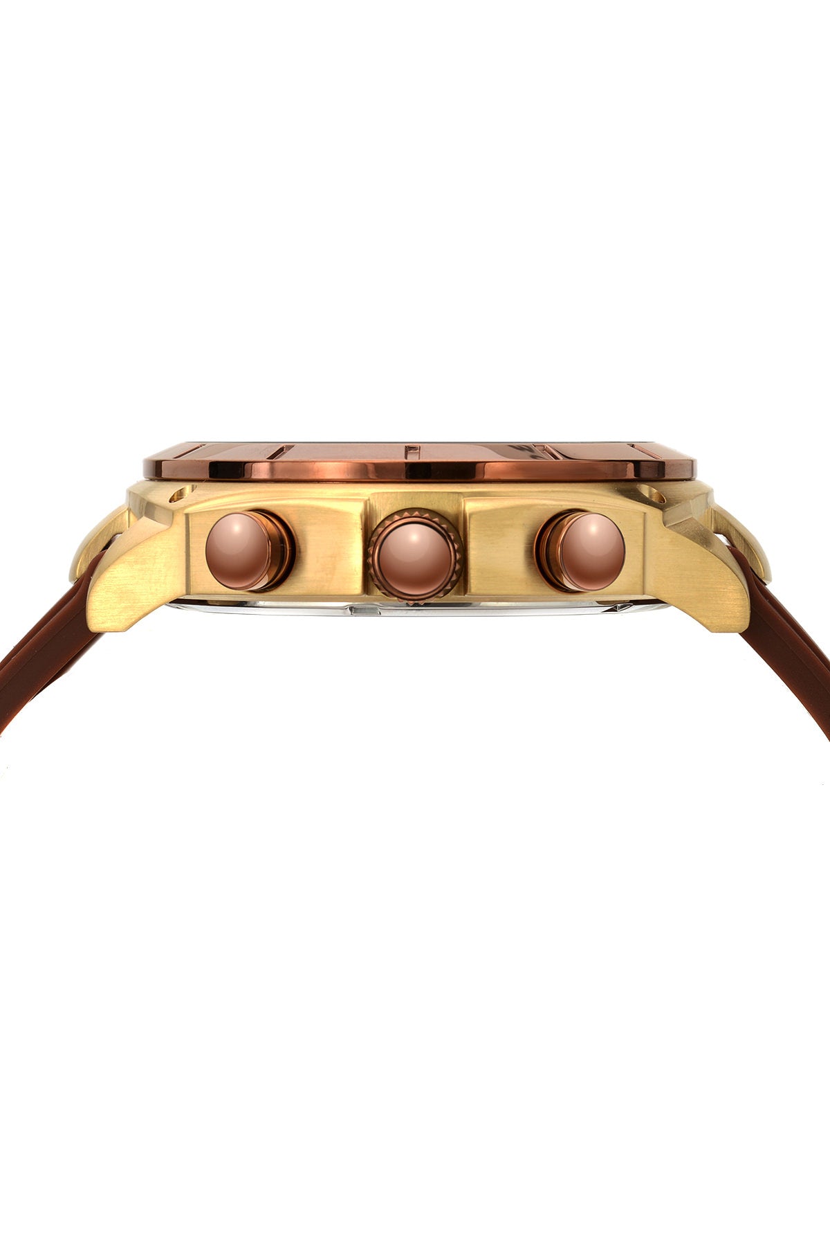 Porsamo Bleu Ethan Luxury Chronograph Men's Watch, Silicone Strap, Rose, Gold, Brown 411BETR