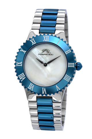 Porsamo Bleu Lexi luxury women's stainless steel watch, silver, blue 942ALES