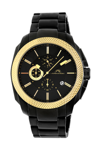 Porsamo Bleu Niccolo luxury chronograph men's stainless steel watch, gold, black 331BNIS